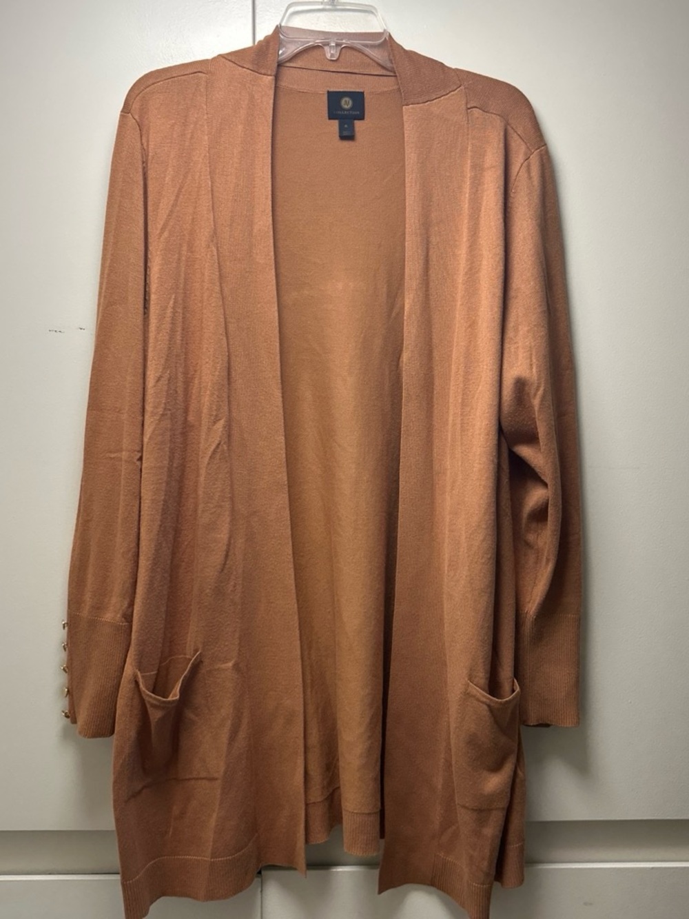 JM Collection Open-Front Long Cardigan in Rust